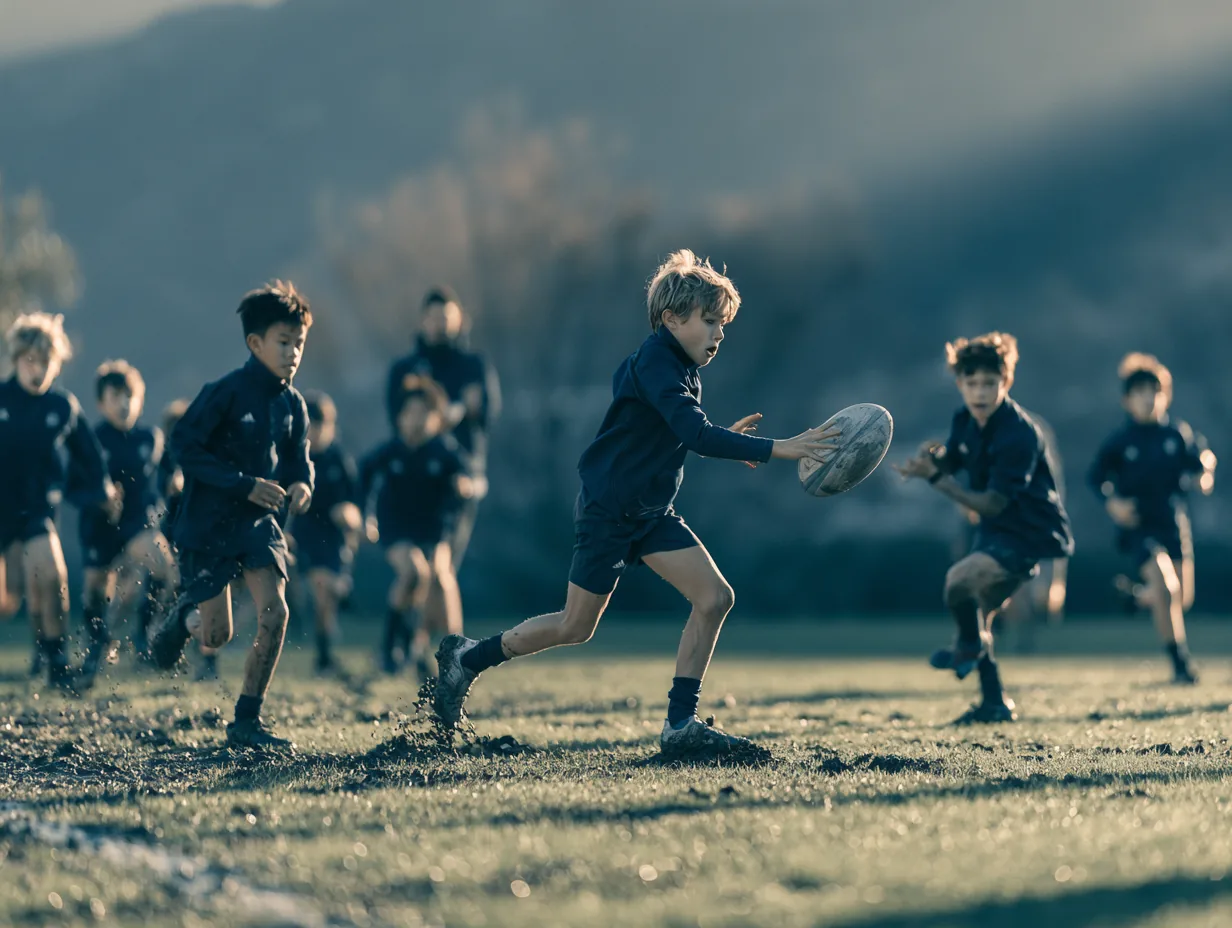 Niños entrenando en el Rugby Camp de TCM Sports